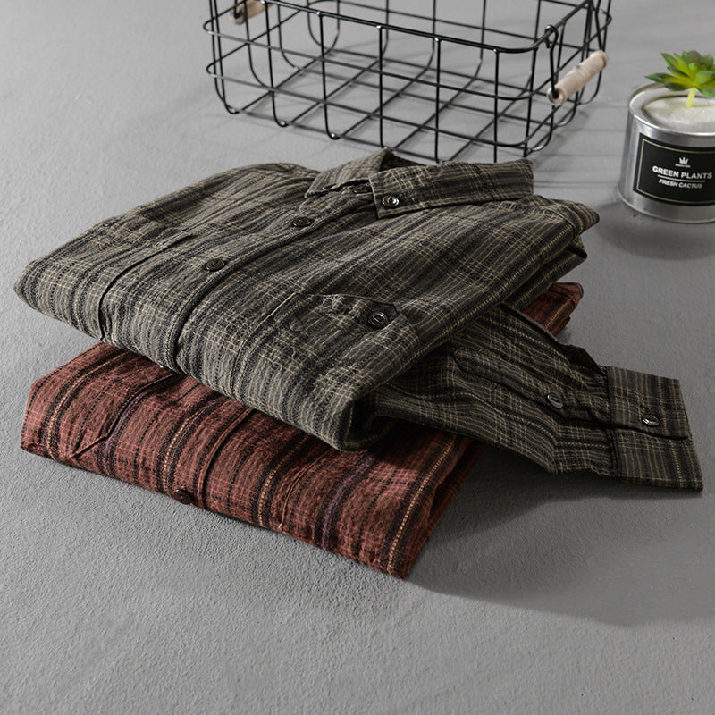 Herren Kariertes Flanell-Overshirt mit Button-Down-Kragen und aufgesetzten Brusttaschen Nord Taschen