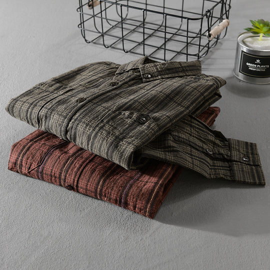 Herren Kariertes Flanell-Overshirt mit Button-Down-Kragen und aufgesetzten Brusttaschen Nord Taschen