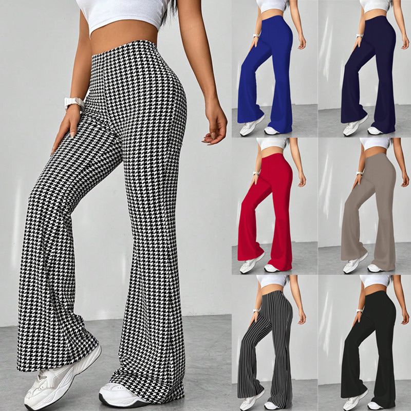 Damen Stretch-Schlaghose mit hoher Taille und weitem Bein Nord Taschen