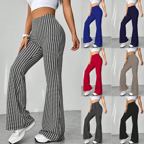 Damen Stretch-Schlaghose mit hoher Taille und weitem Bein Nord Taschen