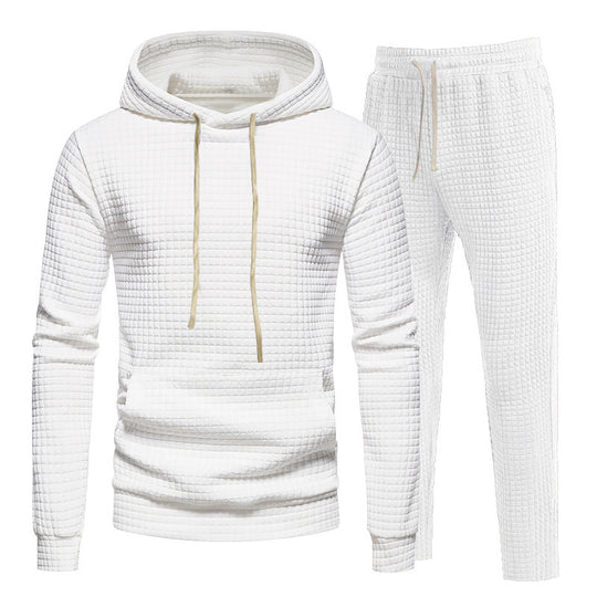 Herren Waffelstruktur-Freizeitset mit Kapuzenpullover und Tunnelzug-Jogginghose Nord Taschen