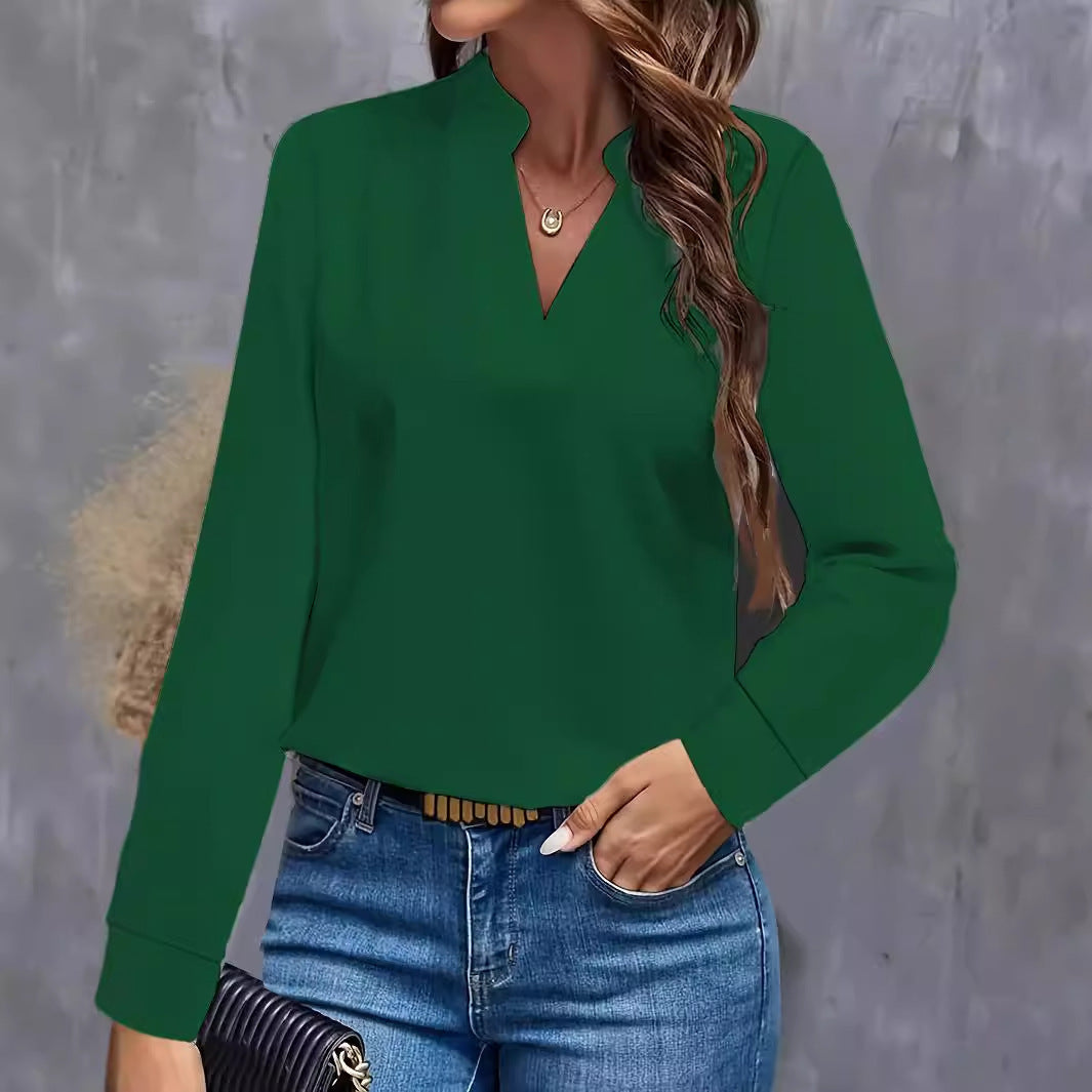 Damen Bluse mit Stehkragen und langen Ärmeln - Arvani