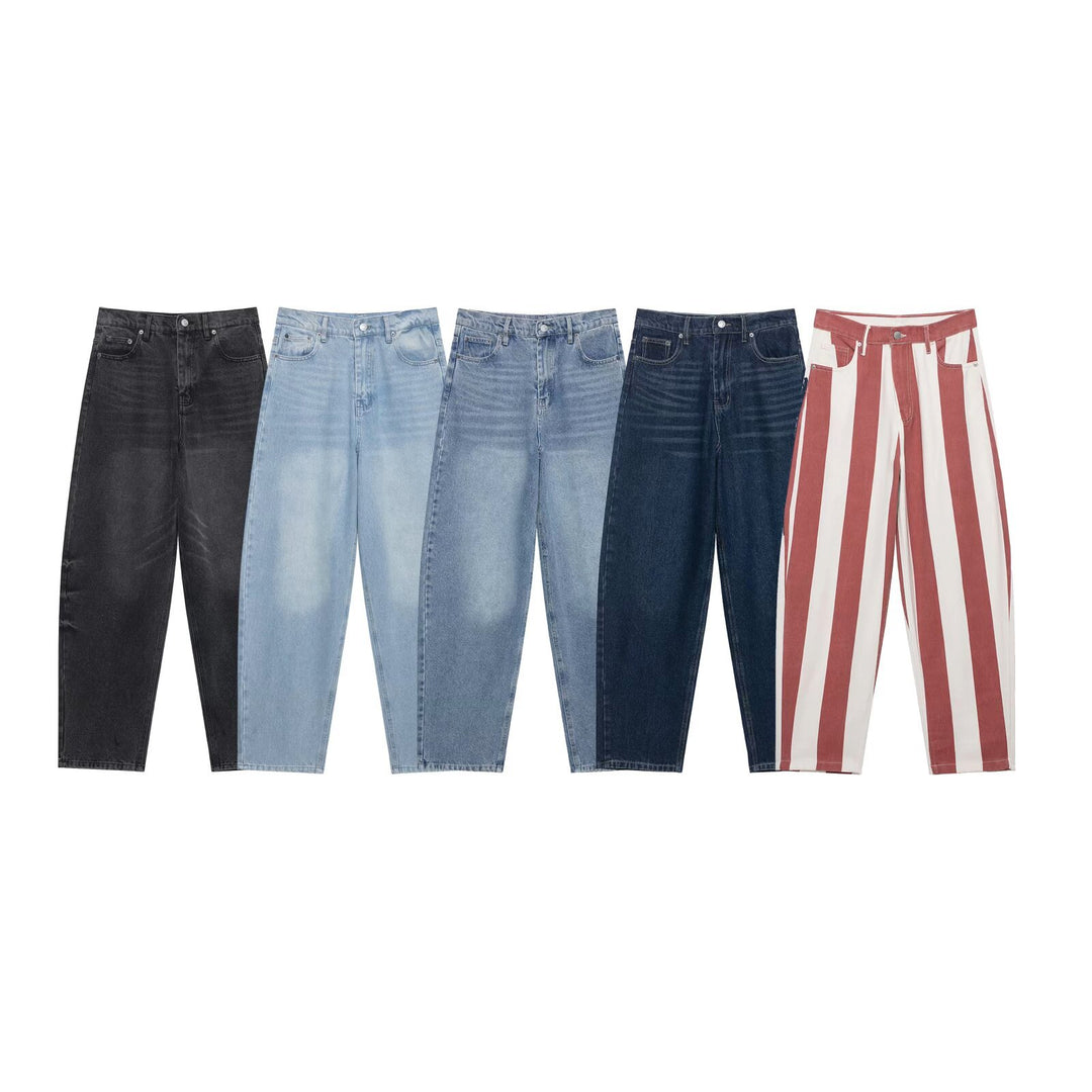 Damen Hochtaillierte kurzgeschnittene Jeans mit weitem Bein aus Denim Nord Taschen