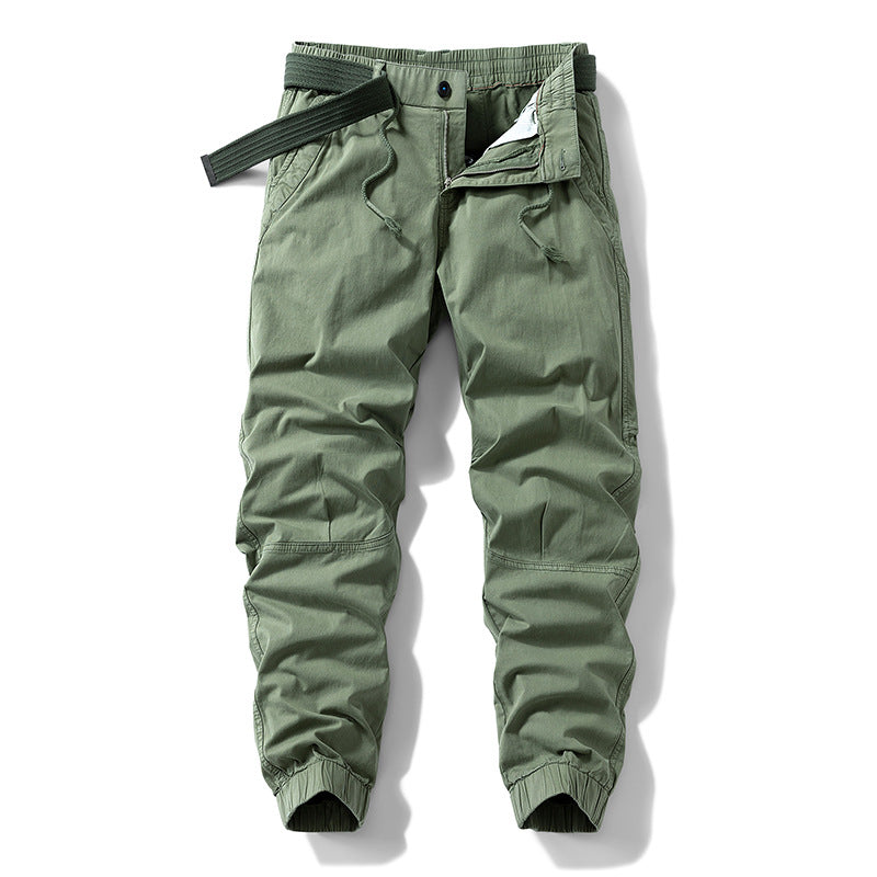Herren Atmungsaktive Outdoor-Cargohose im Joggerstil mit integriertem Stoffgürtel und ergonomischen Kniefalten Nord Taschen
