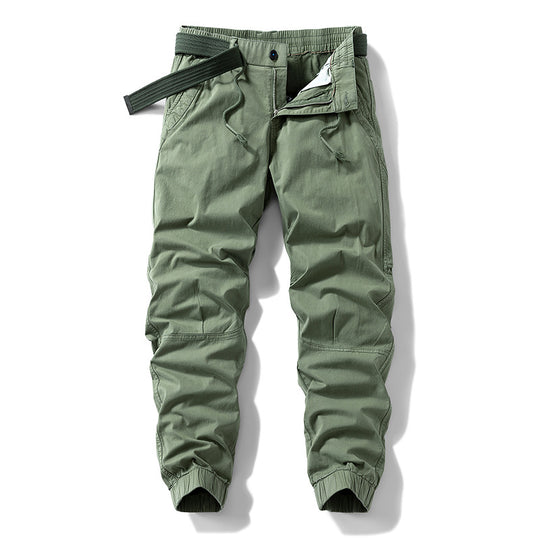 Herren Atmungsaktive Outdoor-Cargohose im Joggerstil mit integriertem Stoffgürtel und ergonomischen Kniefalten Nord Taschen