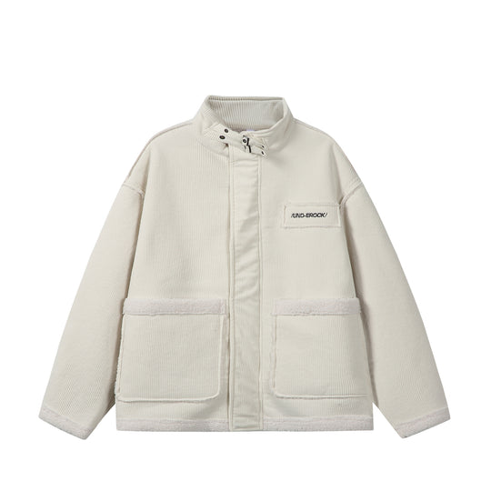 Unisex Kurz geschnittener Cordblouson mit Teddybesatz und Funnelkragen Nord Taschen