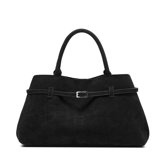 Damen Schultertasche mit elegantem Wildlederbezug und dekorativem Gürtel Nord Taschen