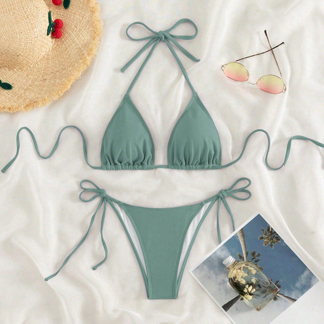 Damen Triangel-Bikini mit verstellbaren BindNord Taschenändern und hoher Beinausschnitt Nord Taschen
