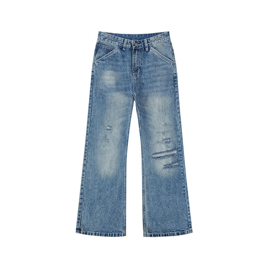 Damen Weite Distressed Denim-Jeans im Palazzo-Schnitt Nord Taschen