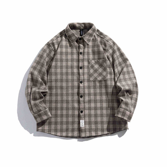 Herren Karierte Hemdjacke aus Wollmischung mit Overshirt-Schnitt und aufgesetzter Brusttasche Nord Taschen