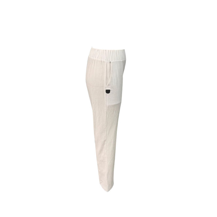 Damen Leichte und luftige Leinenhose mit elastischem Hüftbund und Seitentaschen Nord Taschen