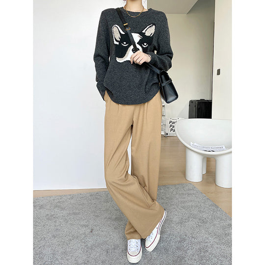 Damen Elegante und bequeme hoch taillierte Stoffhose Nord Taschen