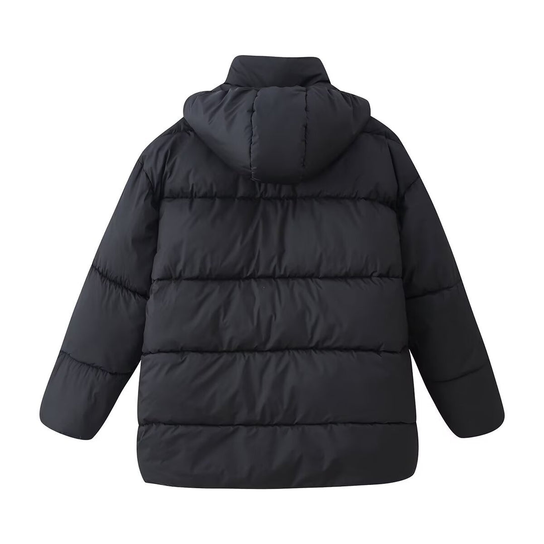 Damen Oversize-Steppmantel mit Kapuze und wattierter Thermofüllung Nord Taschen