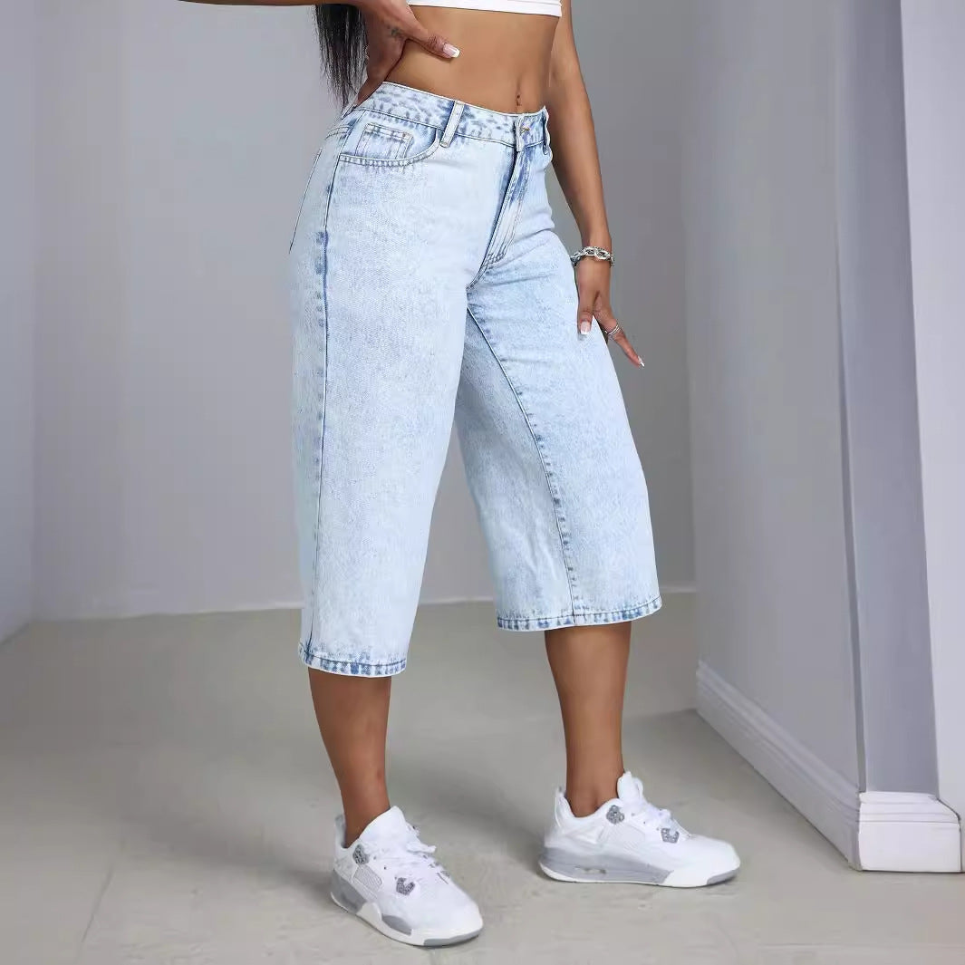 Damen Culotte-Jeans mit hohem Bund und lässigem Schnitt Nord Taschen