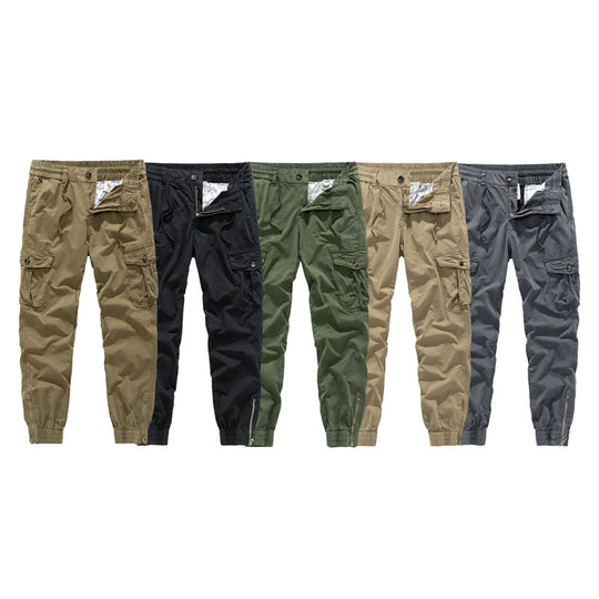 Herren Tapered-Cargo-Jogger aus Baumwoll-Twill mit elastischem Tunnelzugbund, Klapp-Utility‑Taschen und Knöchelreißverschlüssen Nord Taschen