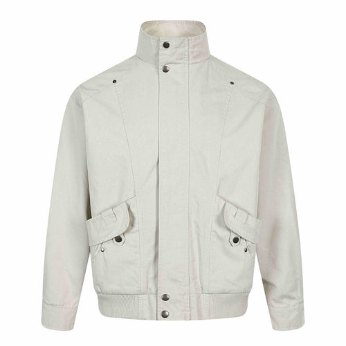 Herren Kurzer Utility Bomber mit hohem Stehkragen, aufgesetzten Klappentaschen und Rippenbund Nord Taschen