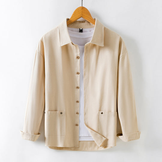 Herren Leichtes Overshirt‑Hemdjacke aus Leinenmix mit aufgesetzten Taschen Nord Taschen