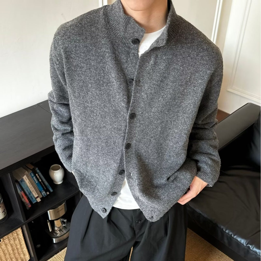 Herren Gemütlicher Strickpullover mit Knopfleiste Nord Taschen