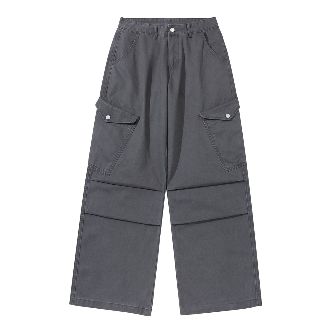Damen Weite Cargo-Hose aus Baumwoll-Twill mit hoher Taille und aufgesetzten Klappentaschen Nord Taschen