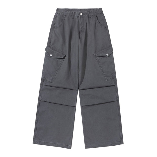 Damen Weite Cargo-Hose aus Baumwoll-Twill mit hoher Taille und aufgesetzten Klappentaschen Nord Taschen