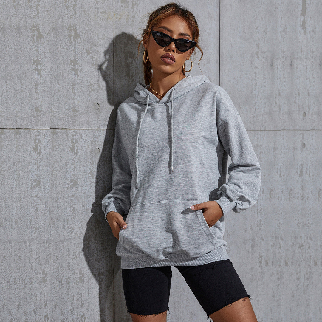 Damen Oversize-Kapuzenpullover mit Kängurutasche und gerippten Bündchen Nord Taschen