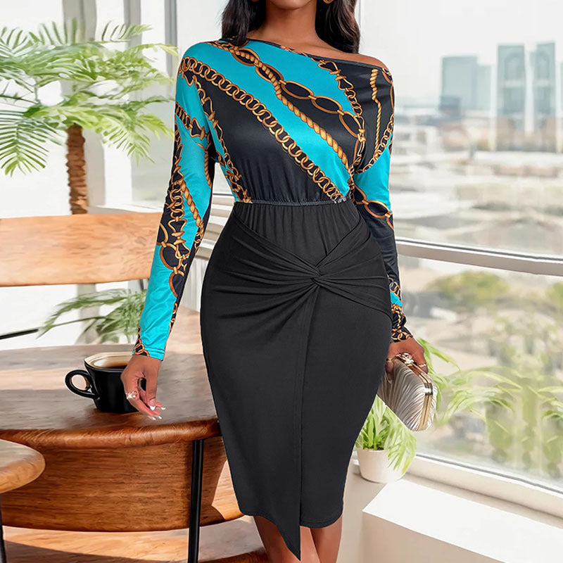 Damen Elegantes Knielanges Kleid mit Drapierungsdetails Nord Taschen