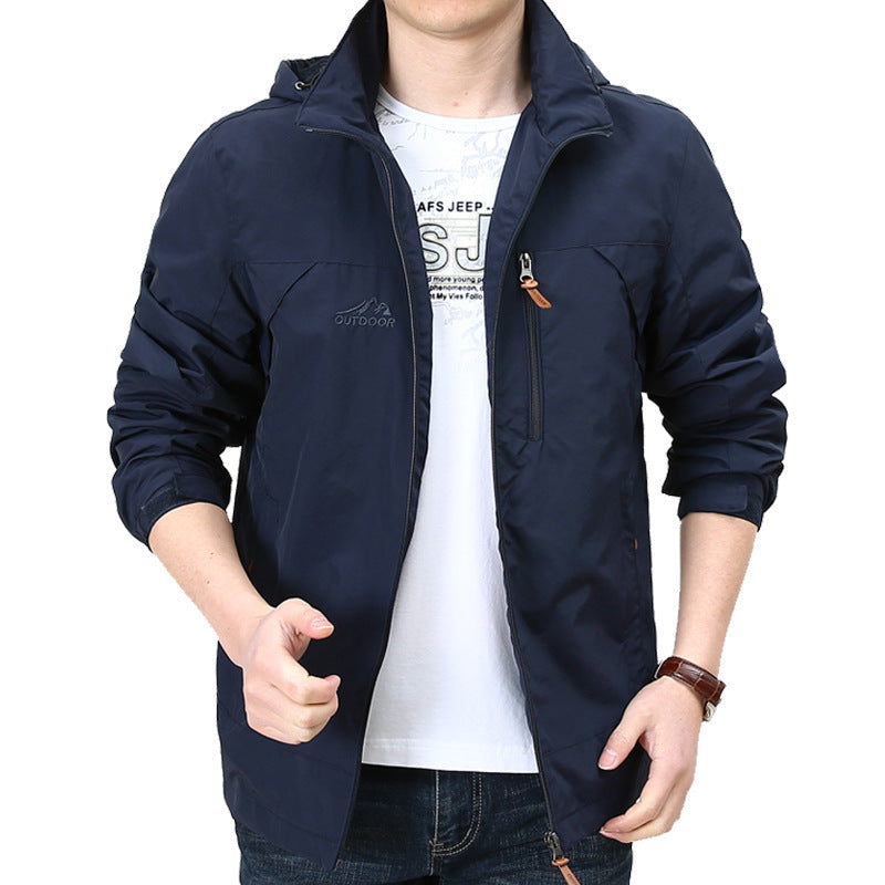Herren Leichter winddichter Nylon-Blouson mit Stehkragen und Brustreißverschlusstasche Nord Taschen
