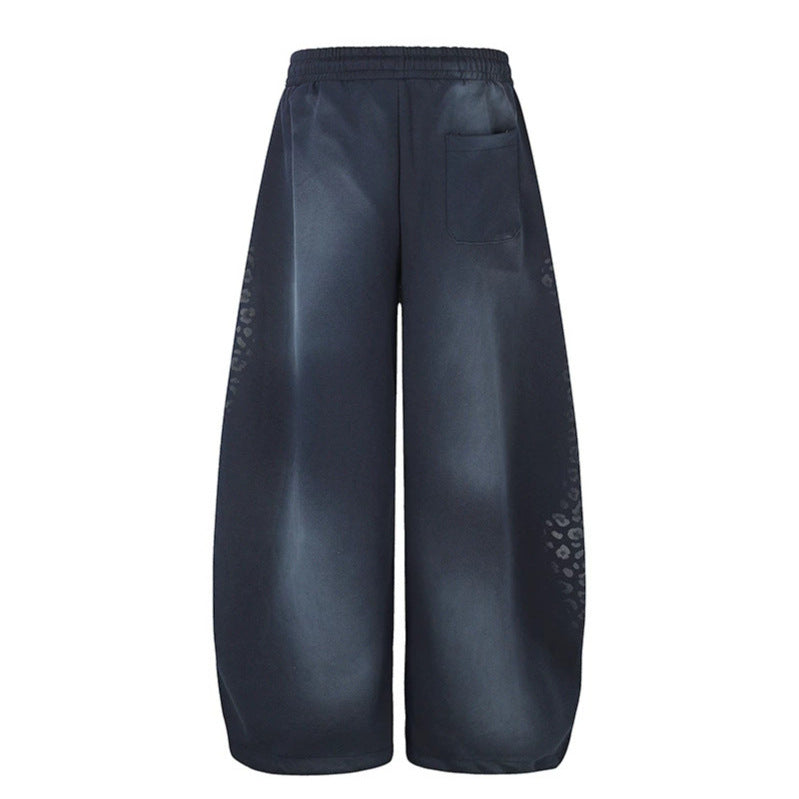 Damen Weite Palazzo-Sweathose mit Komfortbund, Kordelzug und Leo-Seitenprint Nord Taschen