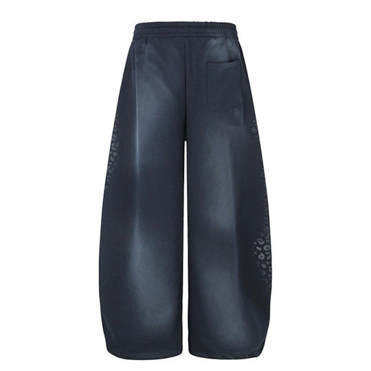 Damen Weite Palazzo-Sweathose mit Komfortbund, Kordelzug und Leo-Seitenprint Nord Taschen