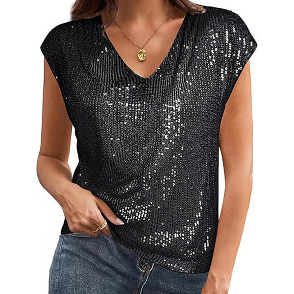 Damen Glamouröses Pailletten-Oberteil