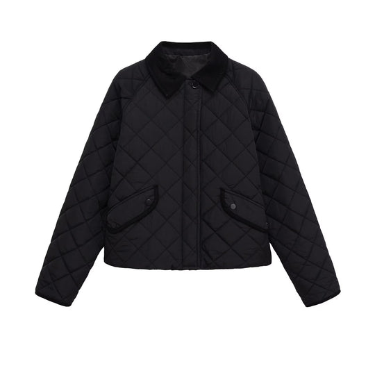 Damen Gesteppte Boxy‑Übergangsjacke mit Cordkragen und Pattentaschen Nord Taschen