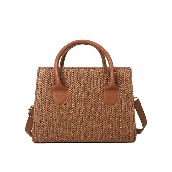 Damen elegante Strohtasche mit Lederakzenten Nord Taschen