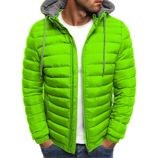 Herren Steppjacke mit abnehmbarer Kapuze und praktischem Innenfutter