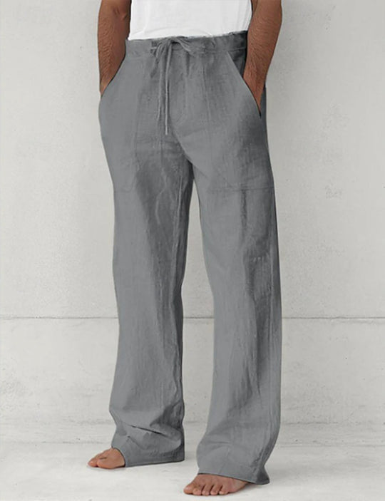 Herren leichte Relax-Chino aus Leinenmix mit weitem Bein, Kordelbund und seitlichen Eingrifftaschen Nord Taschen