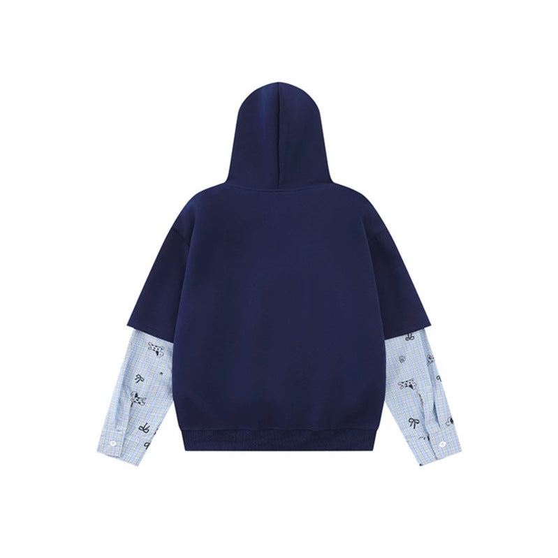 Damen Kapuzensweatshirt mit Lagenoptik, Kängurutasche und verspielten Patch‑Applikationen Nord Taschen