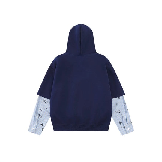 Damen Kapuzensweatshirt mit Lagenoptik, Kängurutasche und verspielten Patch‑Applikationen Nord Taschen