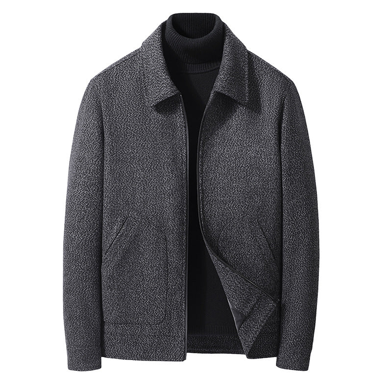 Herren Wollmix-Kurzjacke mit Hemdkragen und fein strukturierter Tweed-Optik Nord Taschen