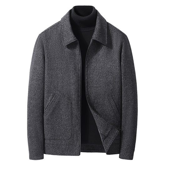 Herren Wollmix-Kurzjacke mit Hemdkragen und fein strukturierter Tweed-Optik Nord Taschen