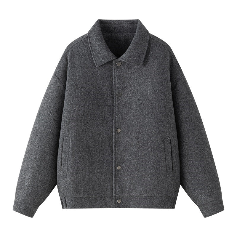 Herren Oversize-Collegejacke aus Wollmix mit Druckknopfleiste und verdeckten Eingrifftaschen Nord Taschen