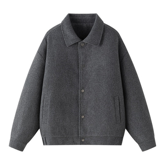Herren Oversize-Collegejacke aus Wollmix mit Druckknopfleiste und verdeckten Eingrifftaschen Nord Taschen