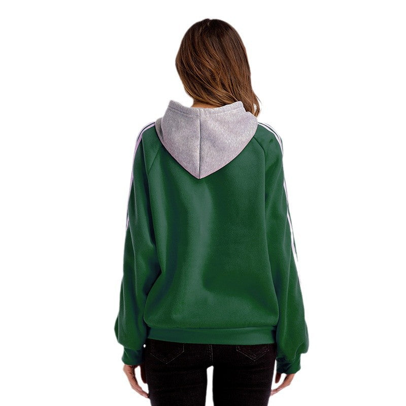 Damen modischer Kapuzenpullover mit kontrastierenden Ärmeln und lässigem Schnitt Nord Taschen