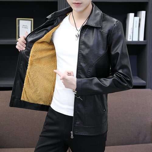 Herren Lederoptik-Zipblouson mit wärmender Teddyinnenlage und minimaler Nahtführung Nord Taschen