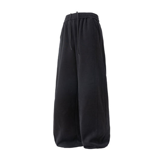 Damen Extraweite Sweatpalazzo-Hose aus French-Terry mit Tunnelzug und Seitenrippe Nord Taschen