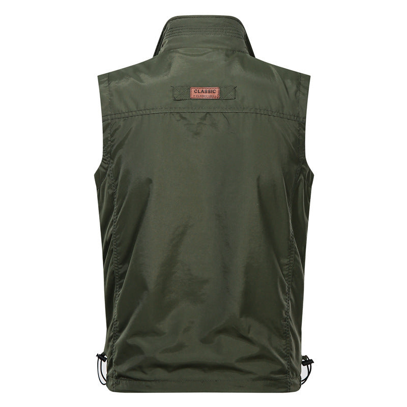 Herren  leichte wasserabweisende Outdoorweste mit Stehkragen und mehreren Reißverschlusstaschen Nord Taschen