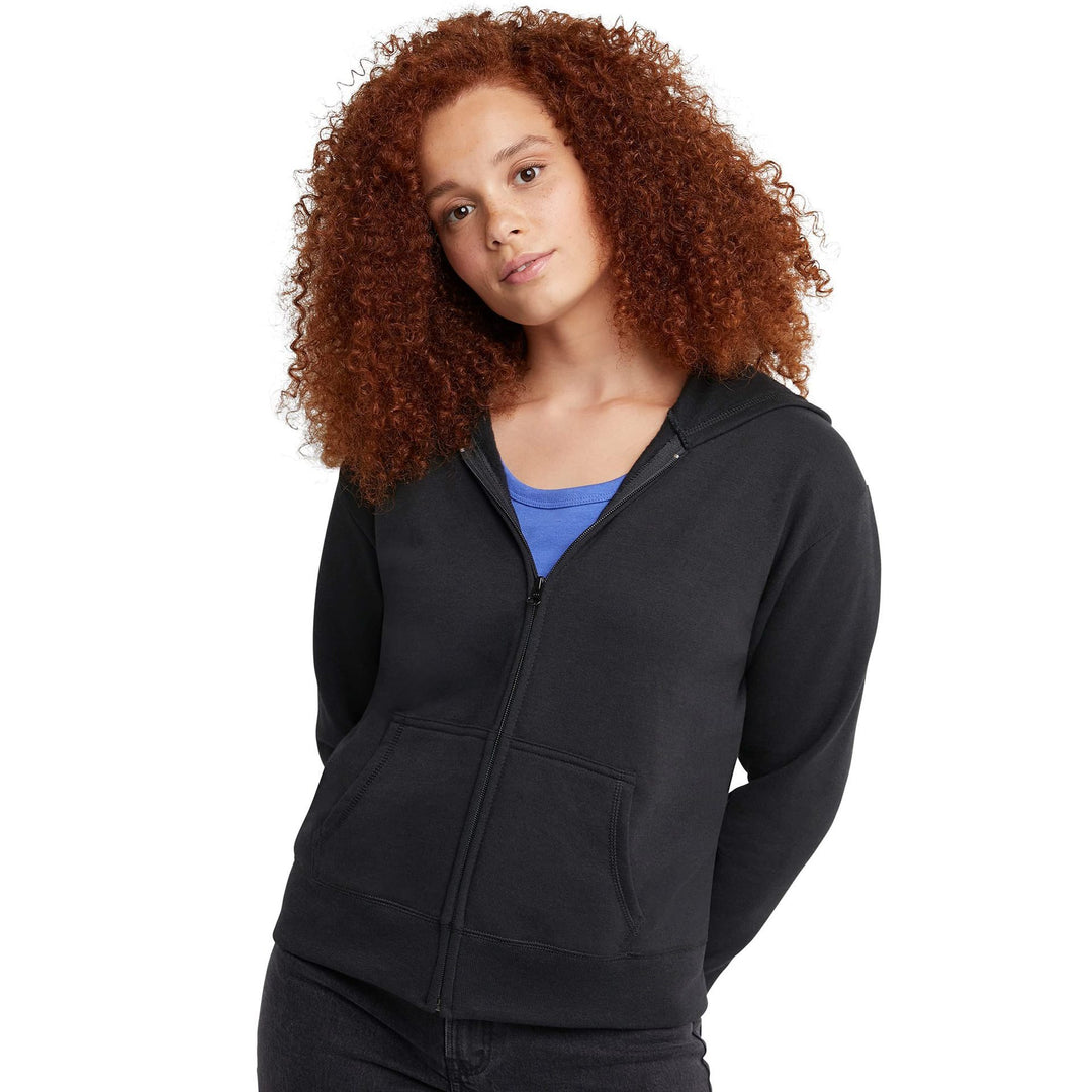 Damen Kapuzen-Sweatjacke mit durchgehendem Reißverschluss, Kängurutaschen und gerippten Bündchen Nord Taschen