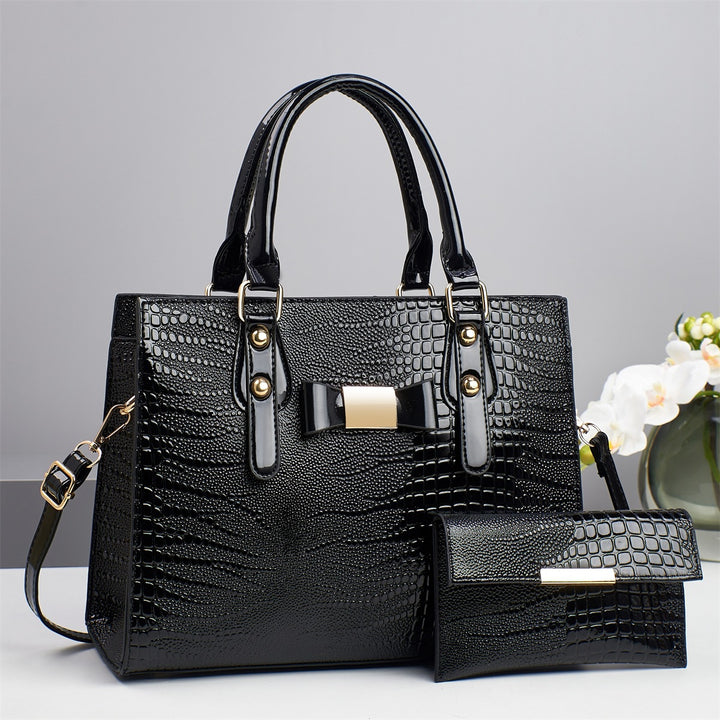 Damen Handtasche mit strukturiertem Kroko-Look und abnehmbarer Clutch Nord Taschen