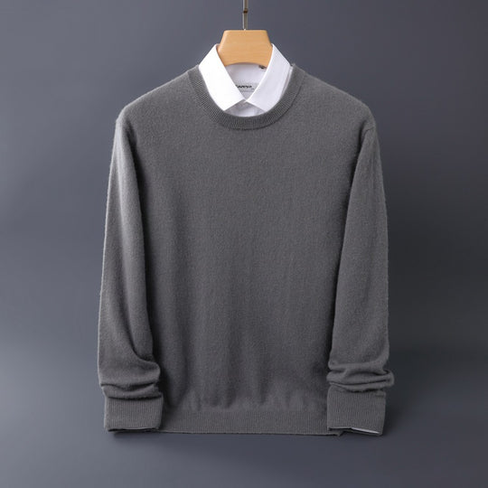 Herren Feiner Rundhals-Strickpullover in Kaschmir‑Optik mit gerippten Bündchen Nord Taschen