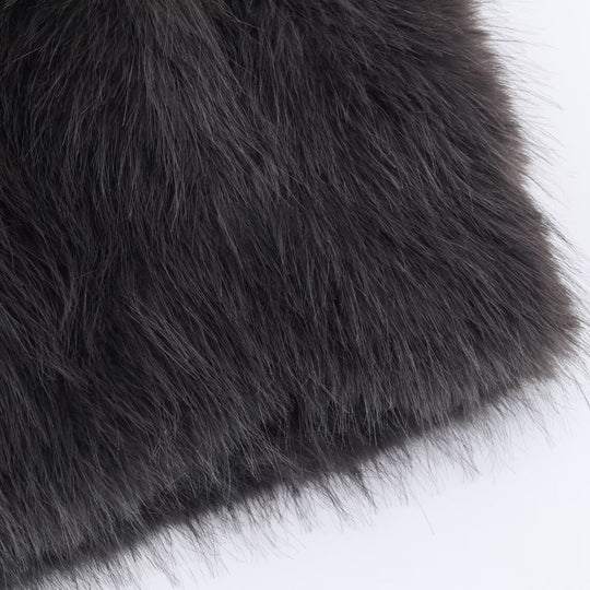 Damen Kurze Faux‑Fur‑Jacke mit Stehkragen und Boxy‑Schnitt Nord Taschen
