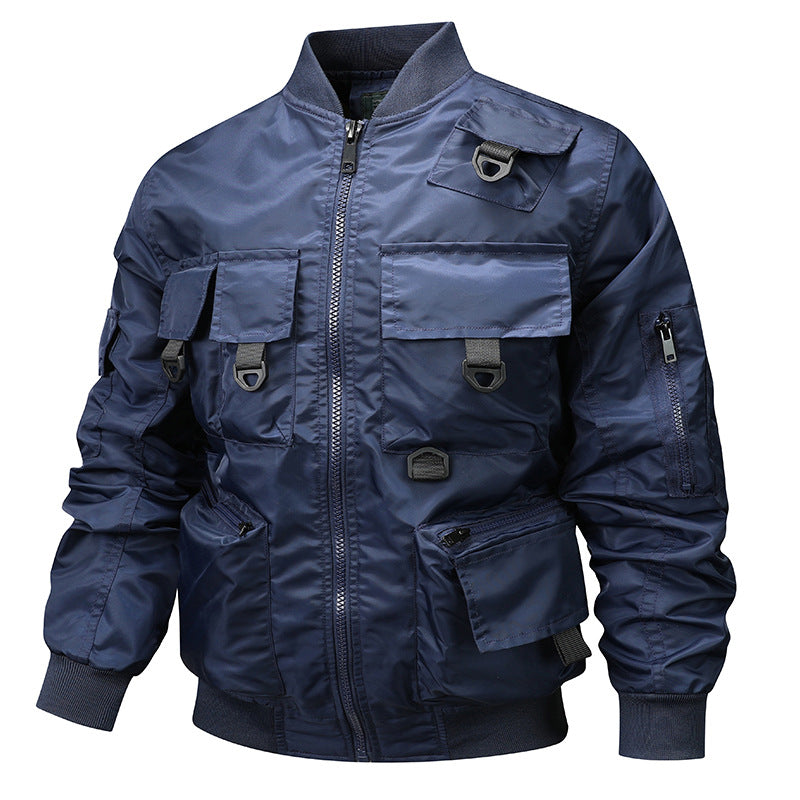 Herren  leichte Multitaschen-Bomberjacke im Pilotstil mit taktischen Schnallen, wasserabweisendem Nylon und elastischem Bund Nord Taschen