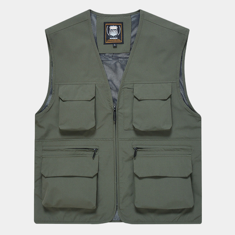 Herren Multifunktionale Utility‑Weste aus technischem Canvas mit Mesh‑Futter und Frontreißverschluss Nord Taschen